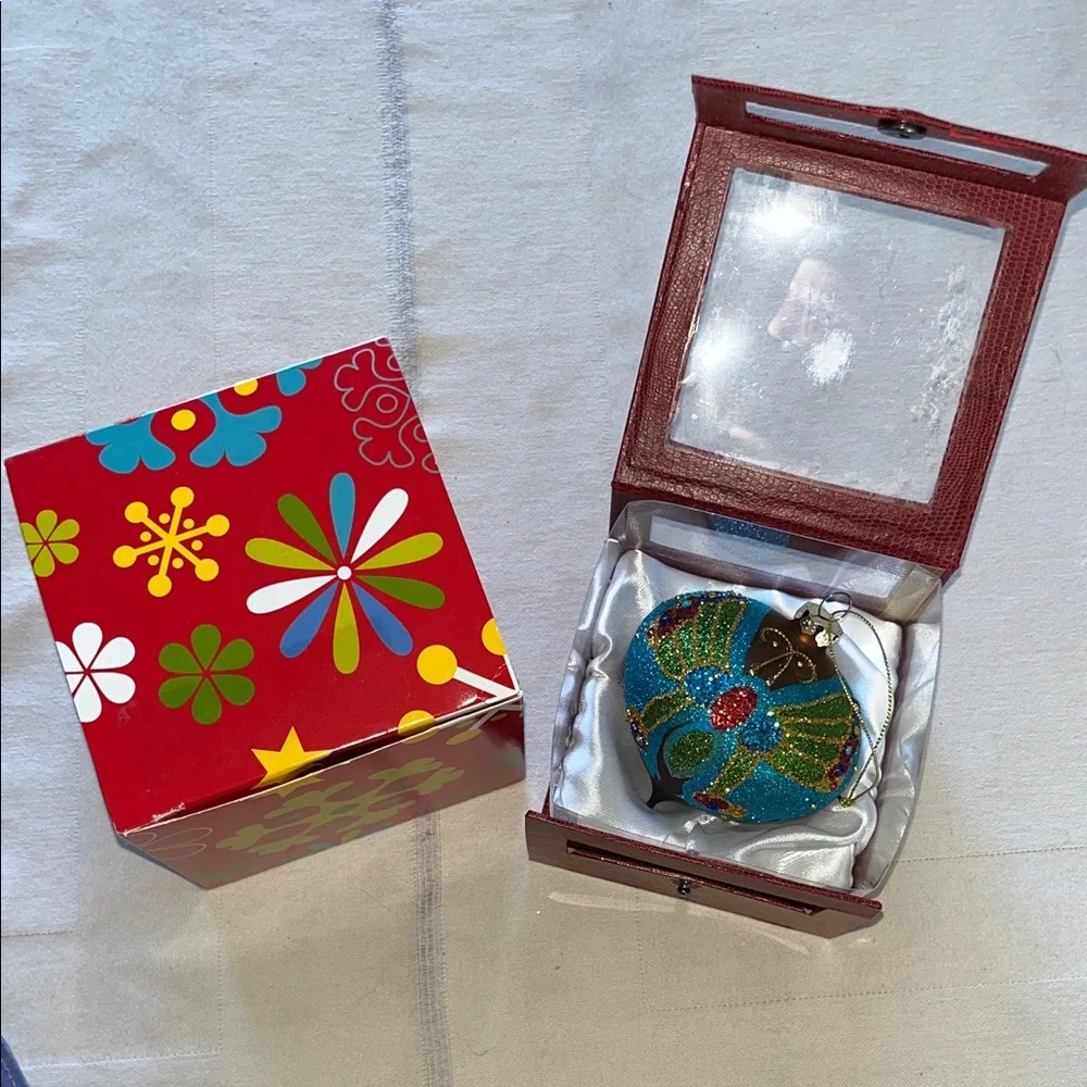 Vintage Pier 1 Colorful Butterfly Glitter Glass ornament
